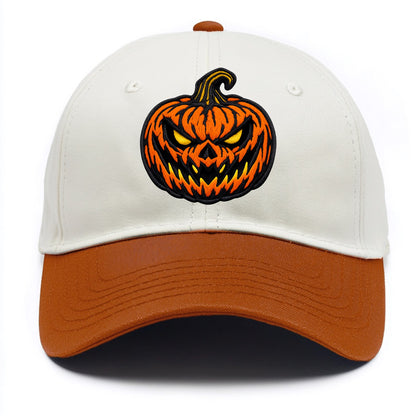 HALLOWEEN PUMPKIN - jack o lantern in orange and black , spooky - Two Tone Cap - Orange