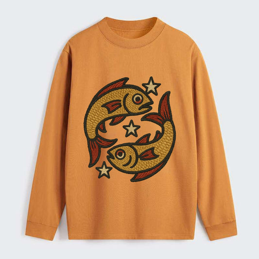 Pisces Fish  - Classic Long Sleeve Shirt - Orange