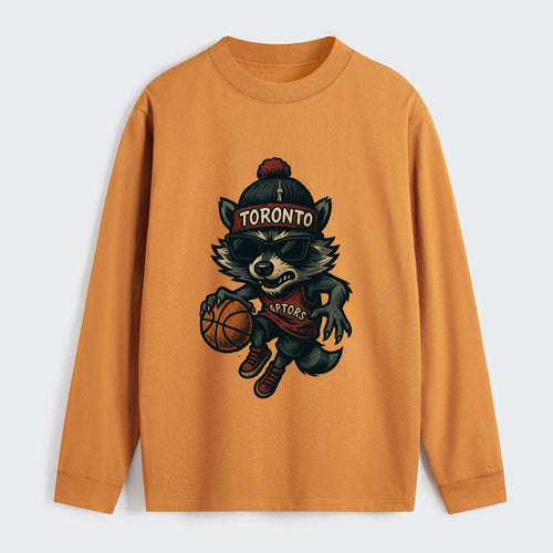 Toronto Raccoon wearing Raptors beanie with CN Tower patch and wayfarer - Classic Long Sleeve Shirt
