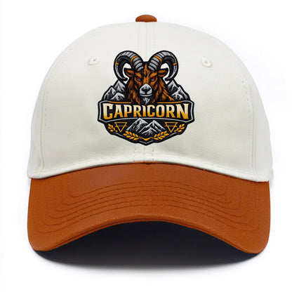 CAPRICORN GOAT - mountain goat in brown and gray , earth sign - Two Tone Cap - Orange