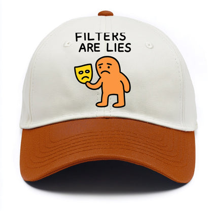 FILTERS ARE LIES | Mask arguing with face - Two Tone Cap - Orange