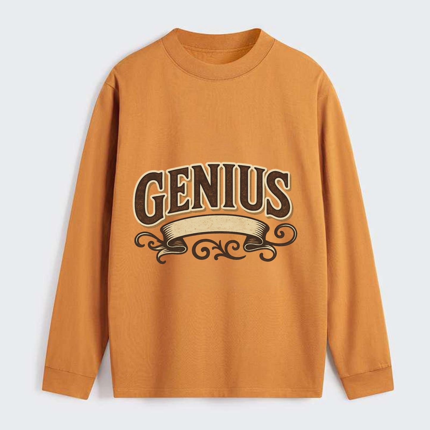 Bold typography design - "GENIUS" - exceptional intelligence, brilliance - Classic Long Sleeve Shirt - Orange