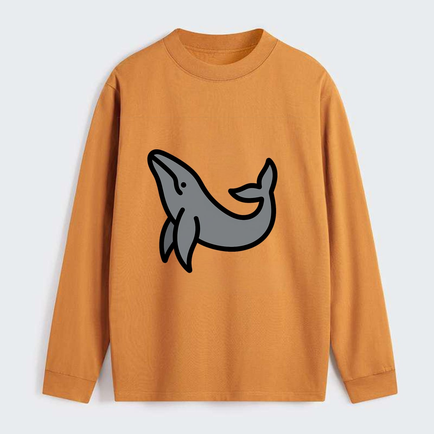 Humpback Whale - Gray breaching pose flat side profile - Classic Long Sleeve Shirt - Orange