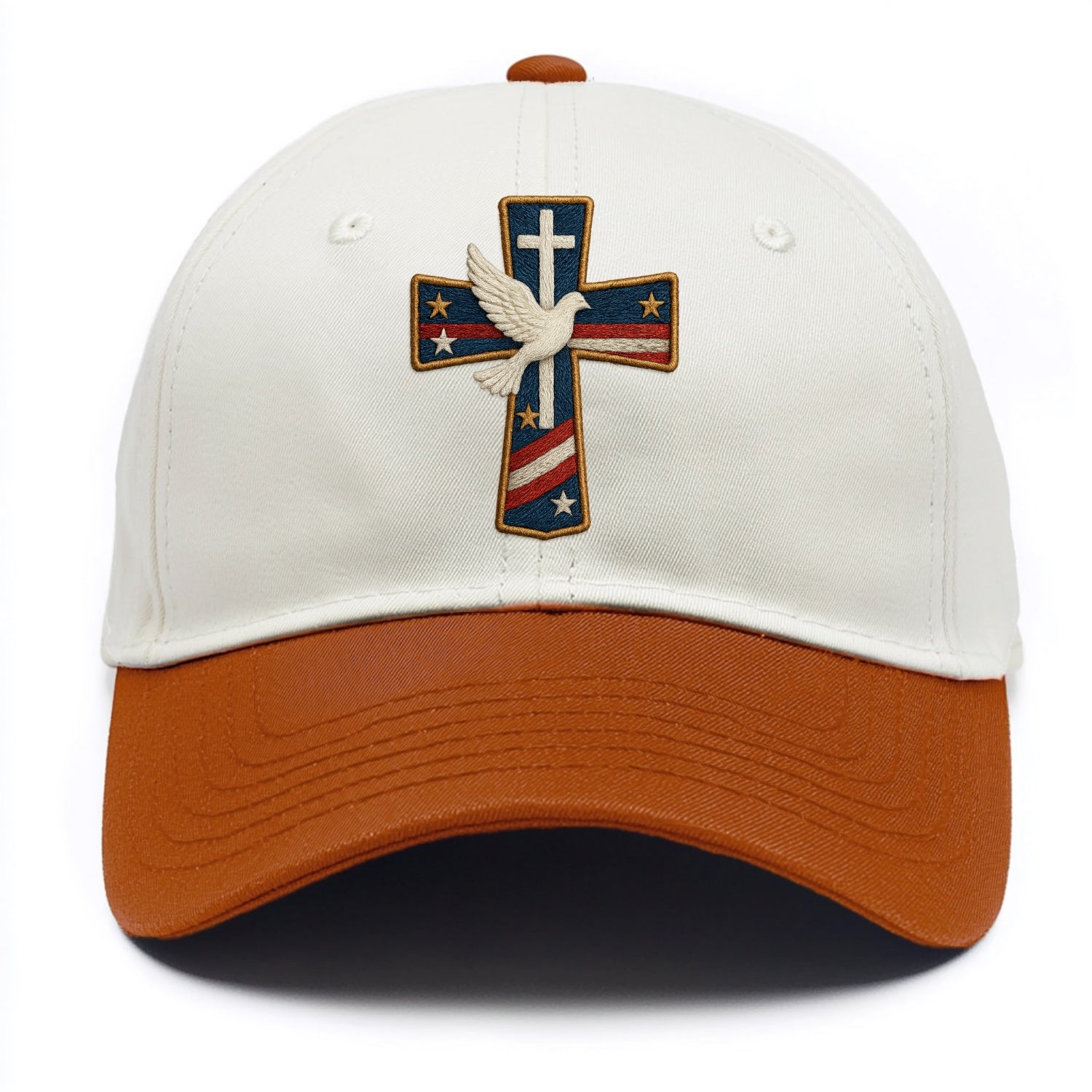 Dove and Cross  - Two Tone Cap - Orange