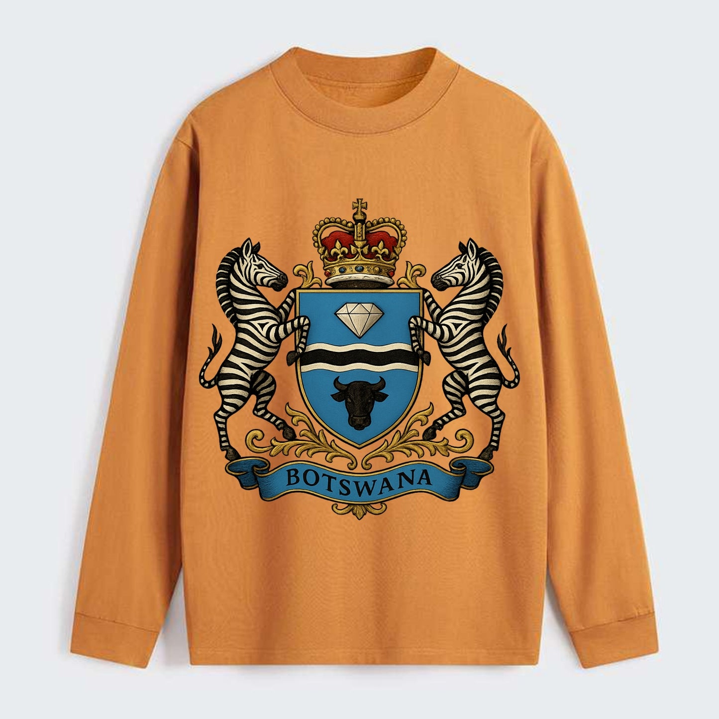 Botswana Heritage Badge - Classic Long Sleeve Shirt - Orange