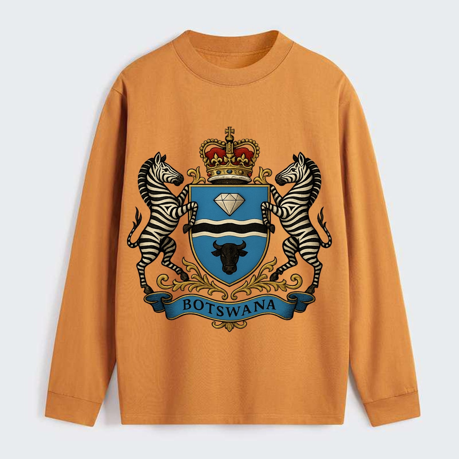 Botswana Heritage Badge - Classic Long Sleeve Shirt - Orange