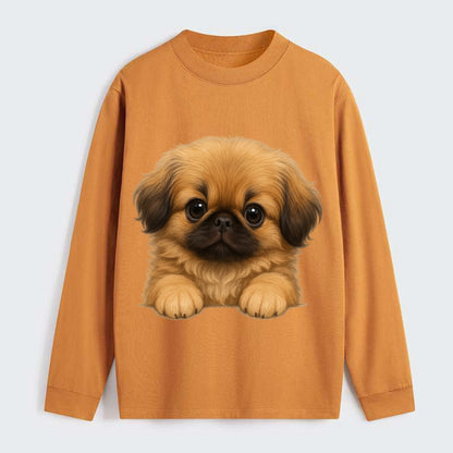 Pekingese  - Classic Long Sleeve Shirt - Orange