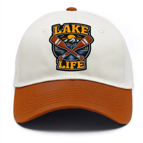 CANOE PADDLE - wooden paddle crossed in brown and cream , lake life - Two Tone Cap