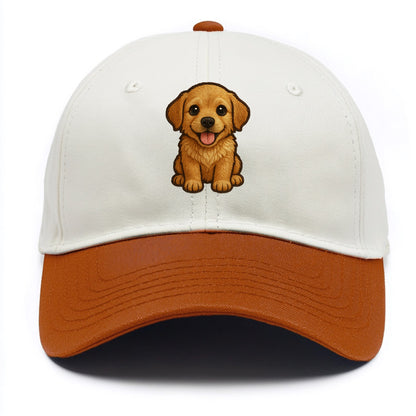 Baby Golden Retriever Puppy - fluffy golden fur, big brown eyes, pink tongue, floppy - Two Tone Cap - Orange