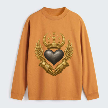 Nordic knotwork crown supporting a frosted steel heart with mittened - Classic Long Sleeve Shirt - Orange