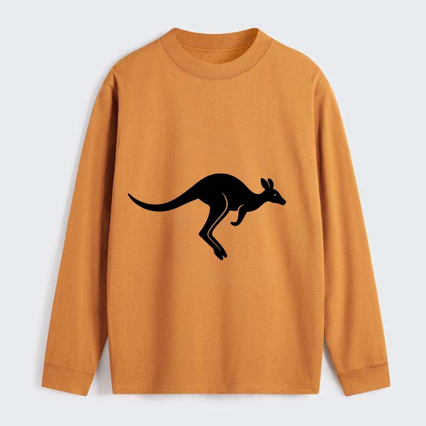 Kangaroo leaping across outback - Classic Long Sleeve Shirt - Orange
