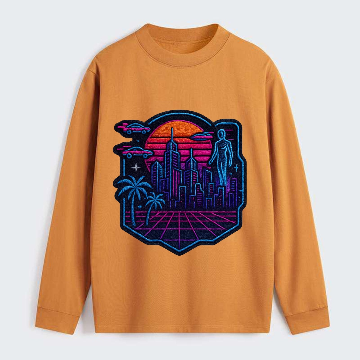 Cyberpunk City - Classic Long Sleeve Shirt - Orange