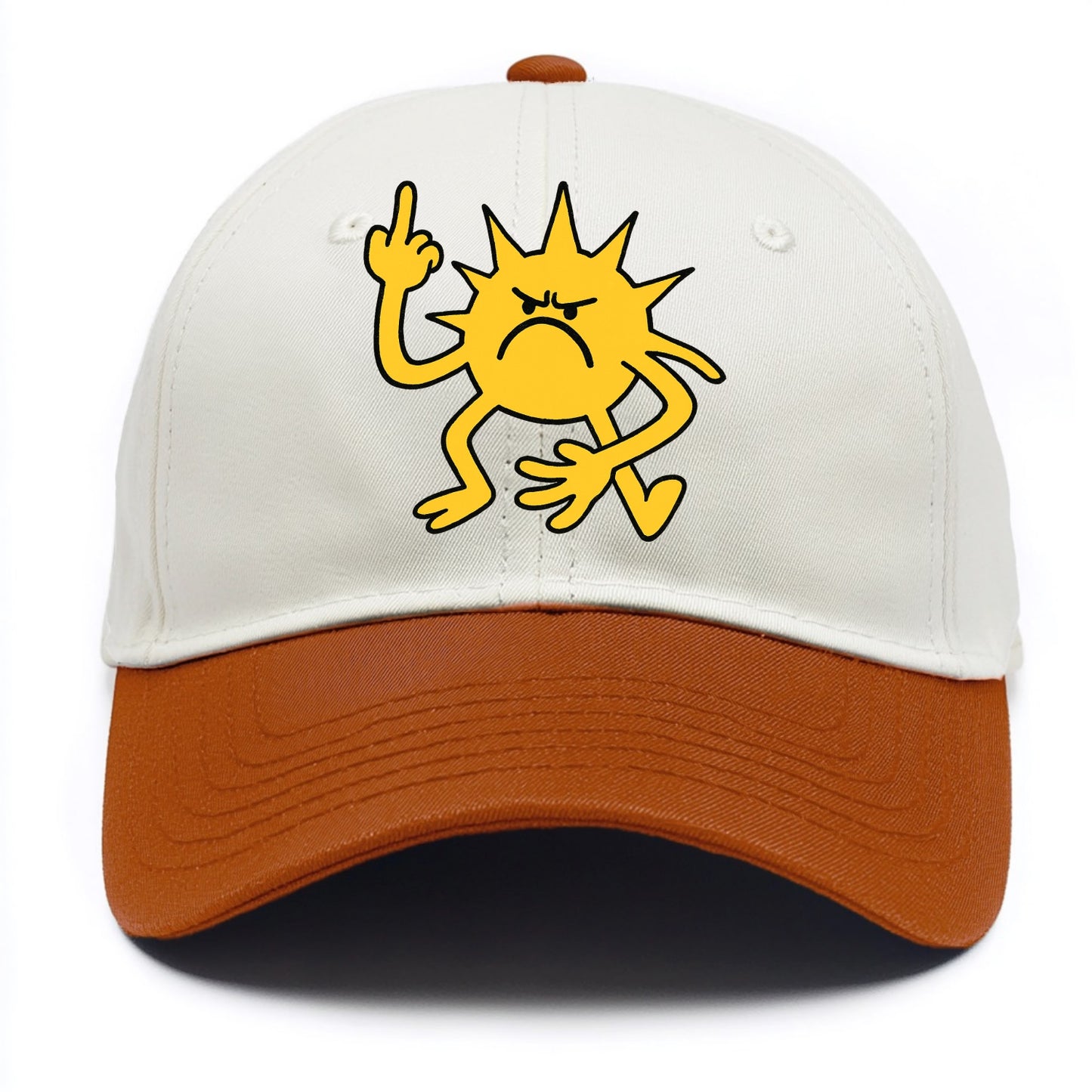 MORNINGS ARE PUNISHMENT | Grumpy sun with middle finger - Two Tone Cap - Orange