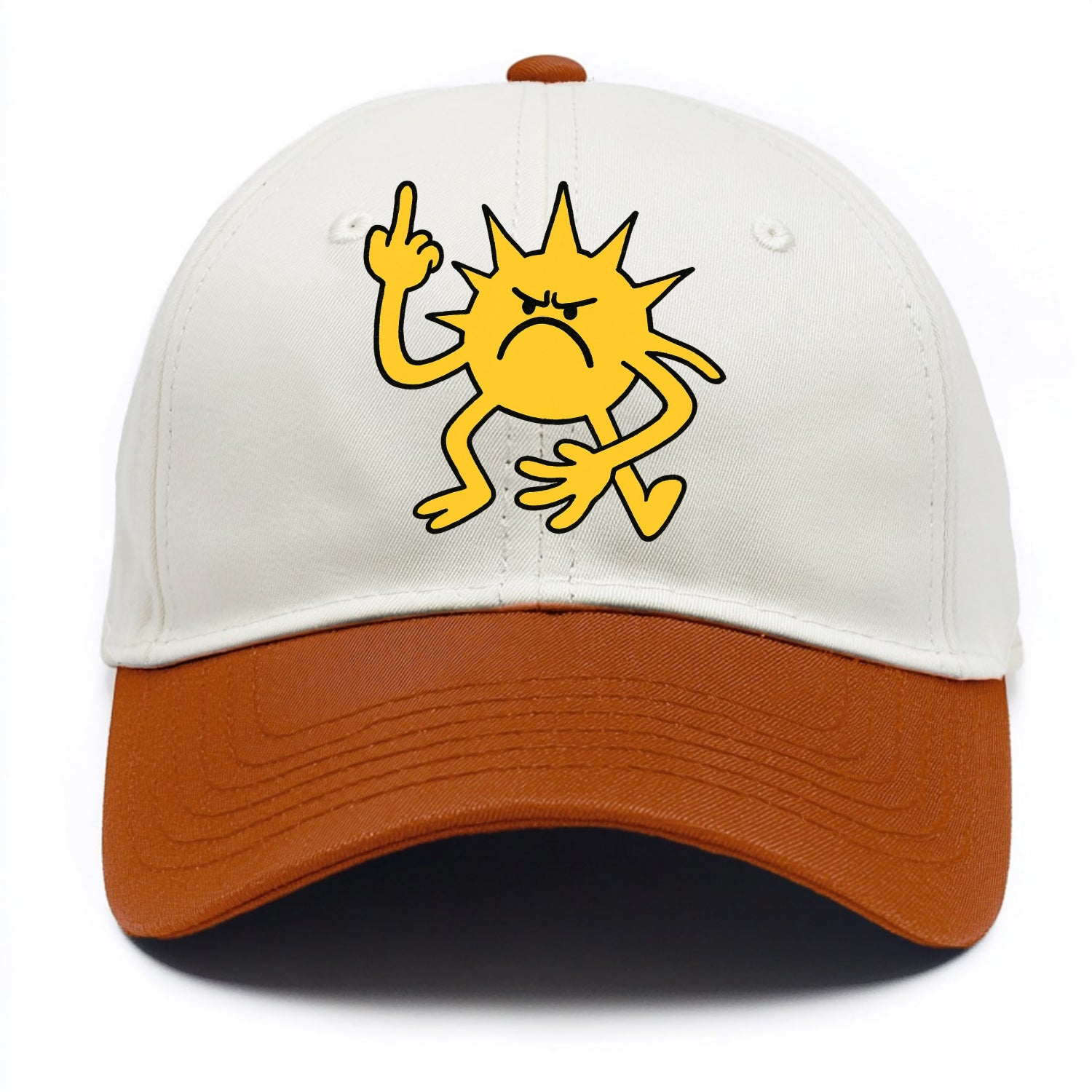 MORNINGS ARE PUNISHMENT | Grumpy sun with middle finger - Two Tone Cap - Orange
