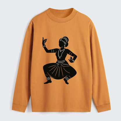Bharatanatyam classical Indian pose - Classic Long Sleeve Shirt - Orange
