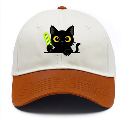 Midnight the black cat fist bumping the viewer with right paw extended. - Two Tone Cap - Orange
