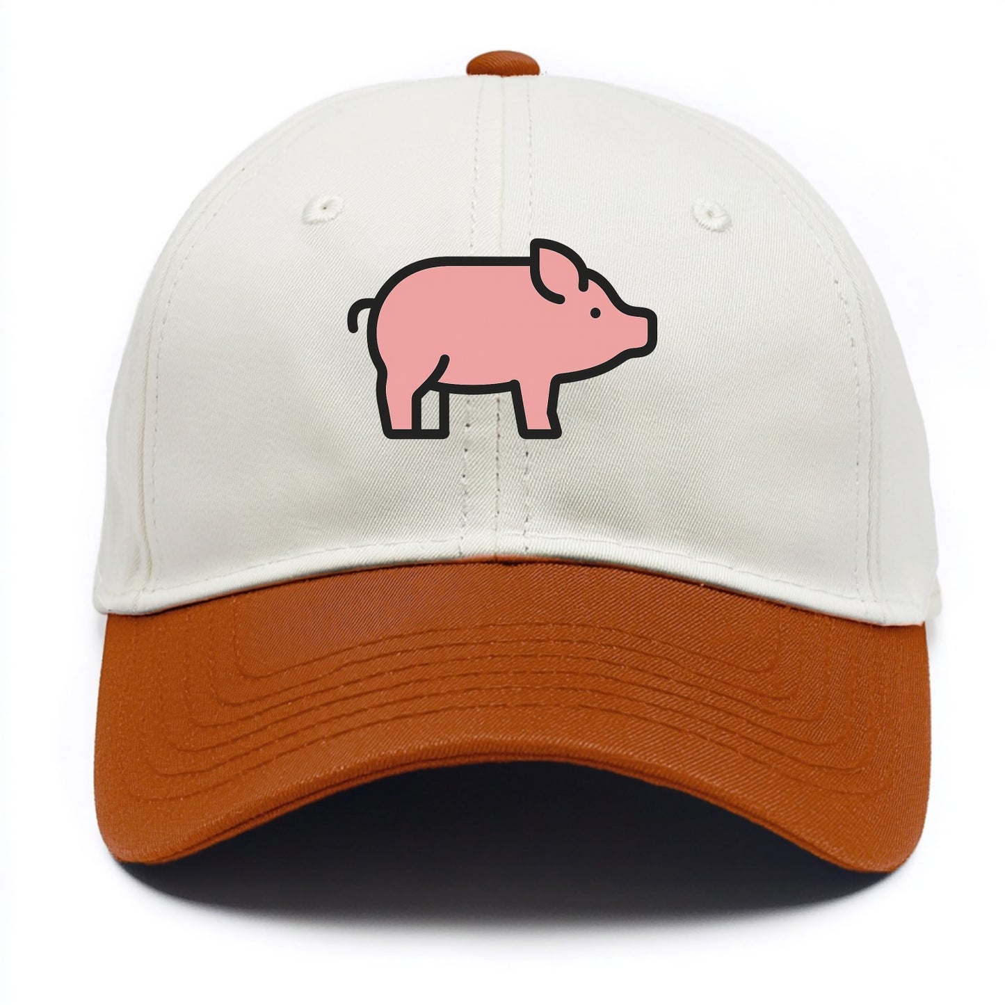 Pig - Pink farm pig flat side profile - Two Tone Cap - Orange