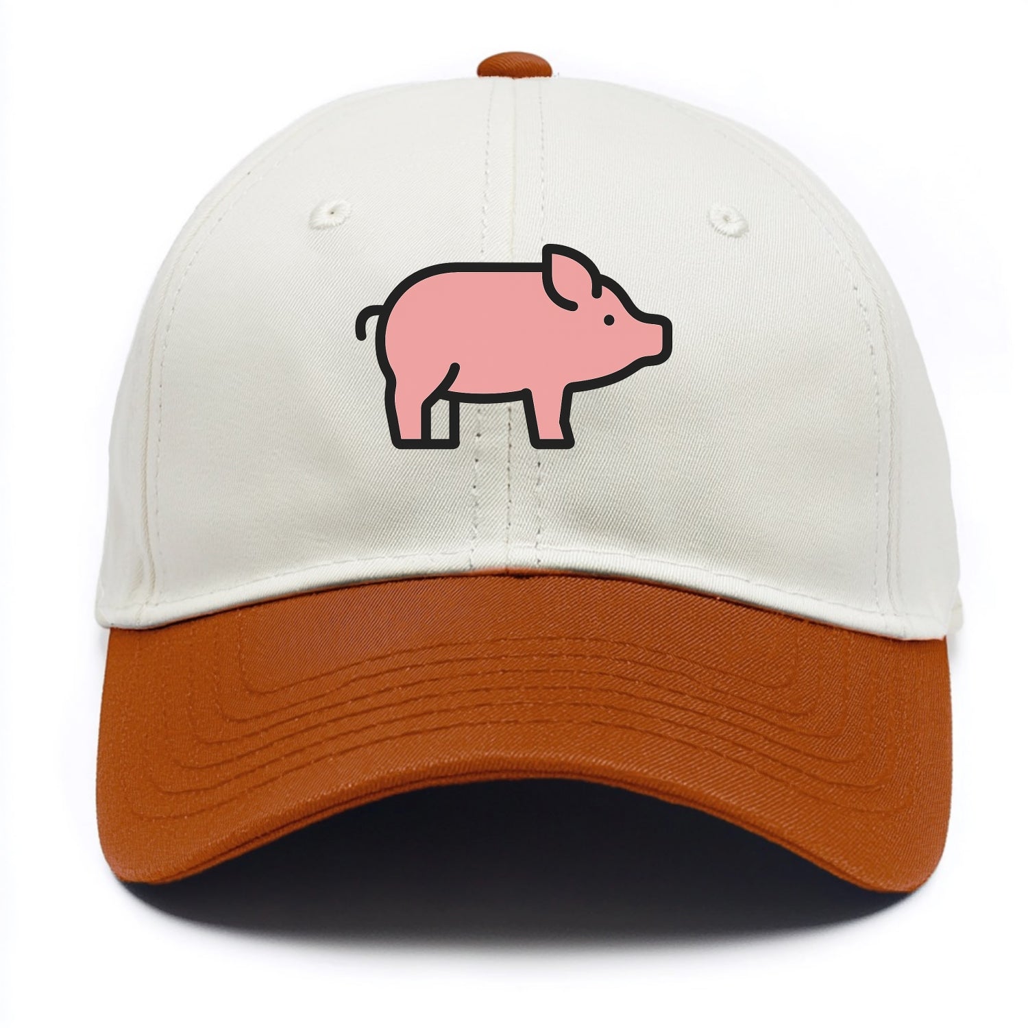 Pig - Pink farm pig flat side profile - Two Tone Cap - Orange
