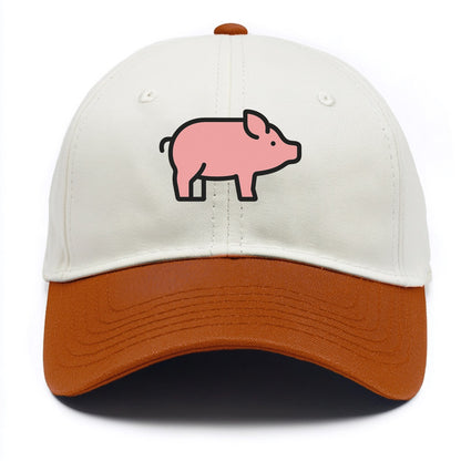 Pig - Pink farm pig flat side profile - Two Tone Cap - Orange