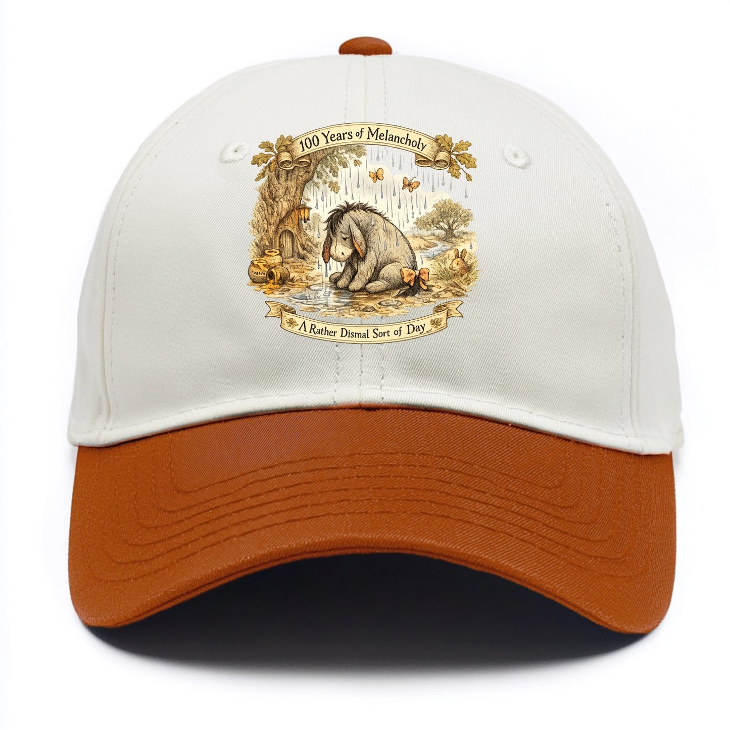 GLOOMY GLEN | Droopy figure in rain | Tattered tail bow | Pessimistic poetry | - Two Tone Cap - Orange