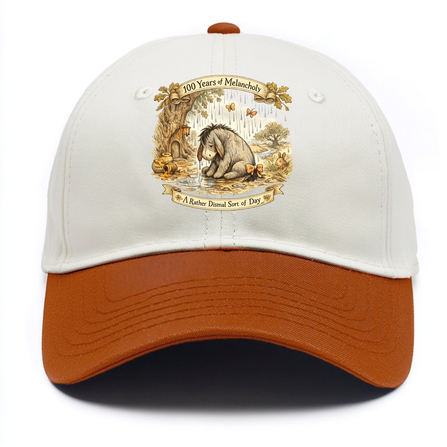 GLOOMY GLEN | Droopy figure in rain | Tattered tail bow | Pessimistic poetry | - Two Tone Cap - Orange