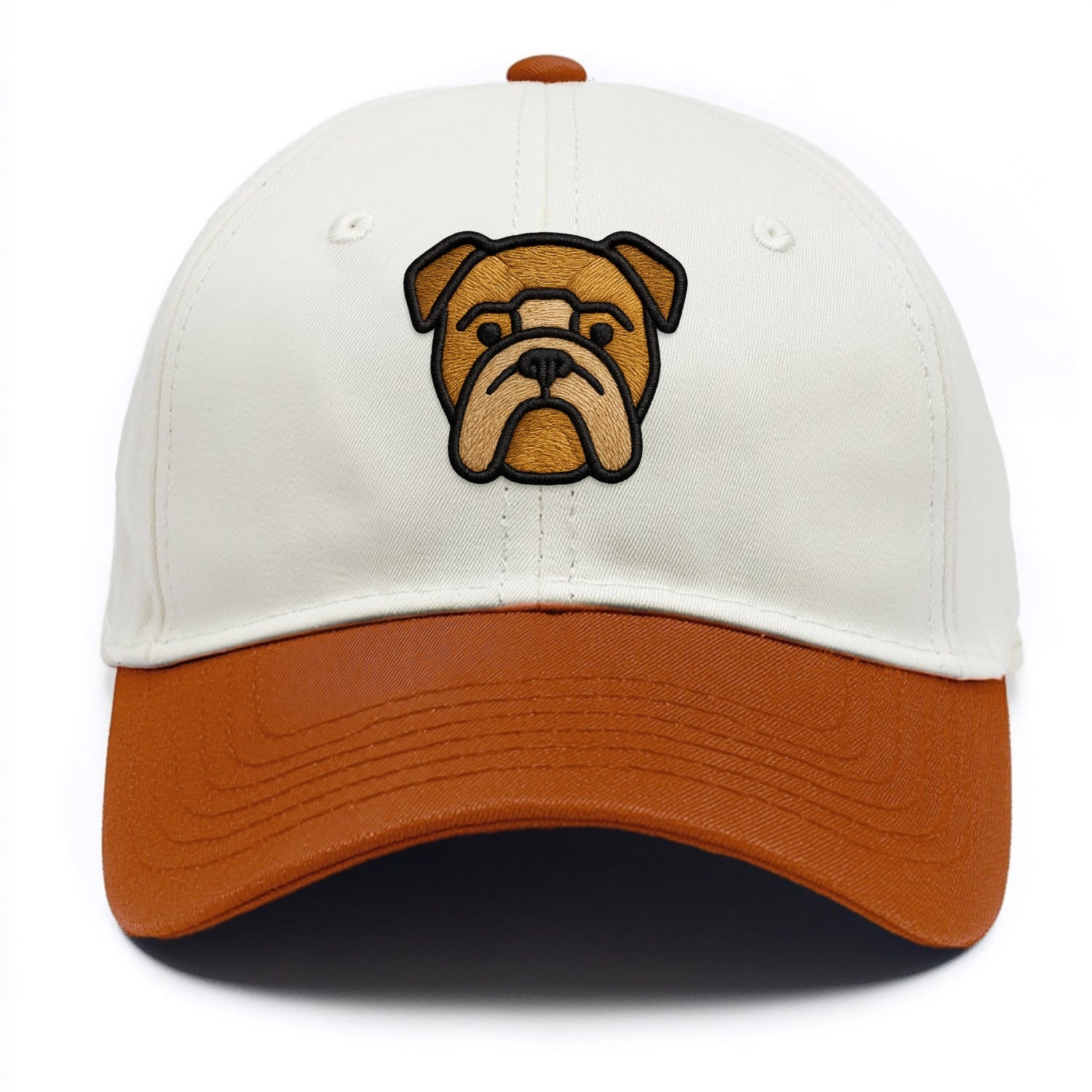 Bulldog - Minimalist geometric design wi - Two Tone Cap - Orange