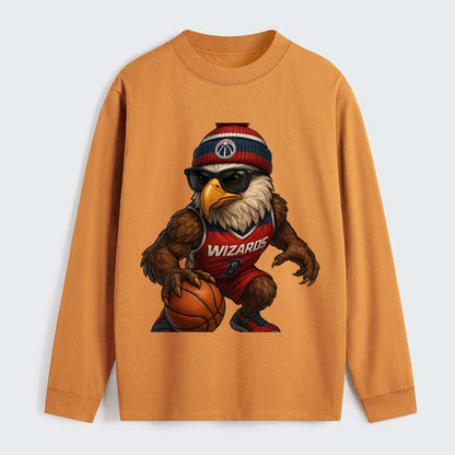 DC Eagle wearing Wizards red white and blue beanie with monument patch - Classic Long Sleeve Shirt - Orange