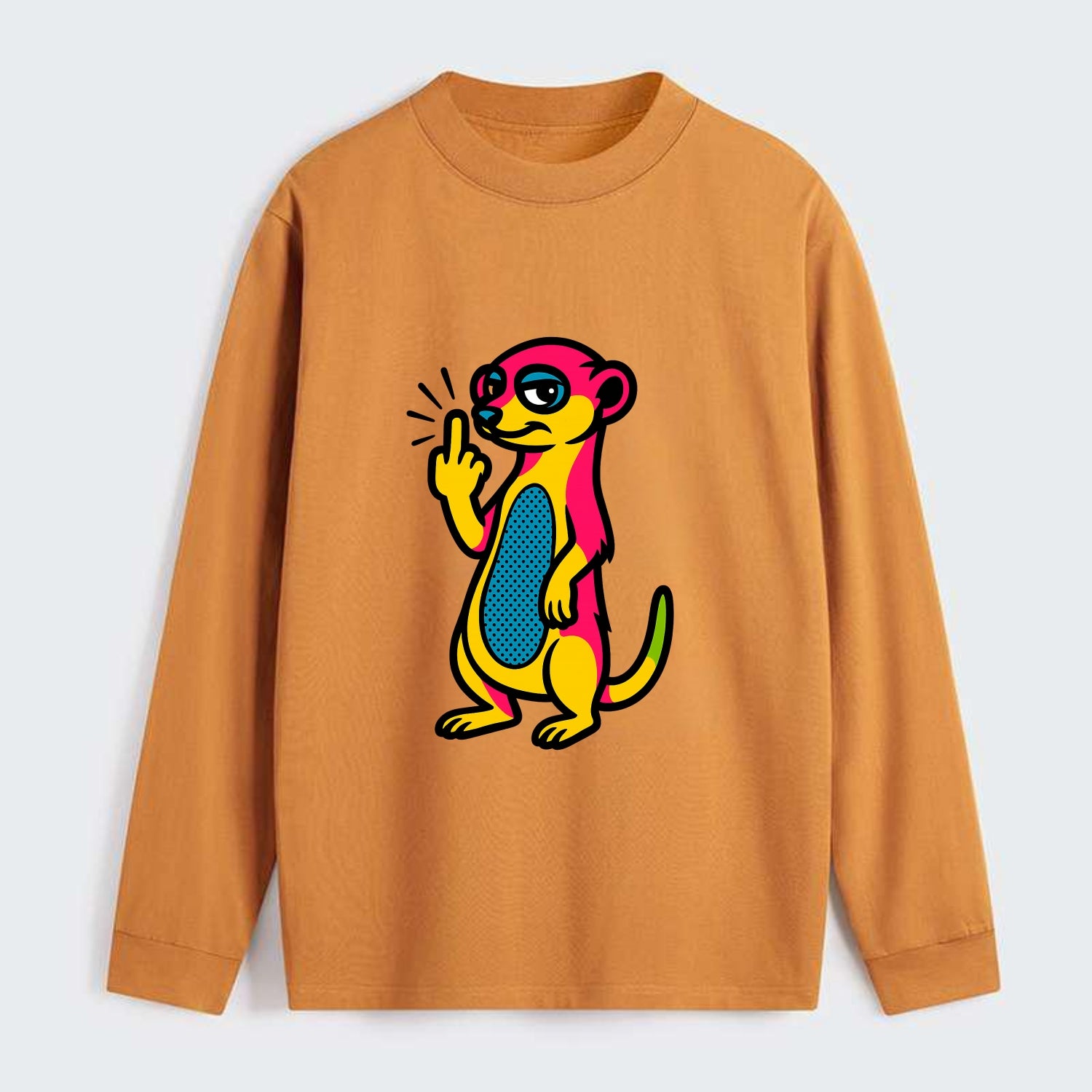 cute meerkat standing guard on hind legs, one front paw raised in sassy - Classic Long Sleeve Shirt - Orange