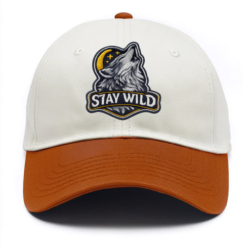 STAY WILD - wolf with text in gray , free spirit - Two Tone Cap