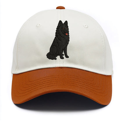 Belgian Sheepdog - Black long-haired embroidered pose - Two Tone Cap - Orange
