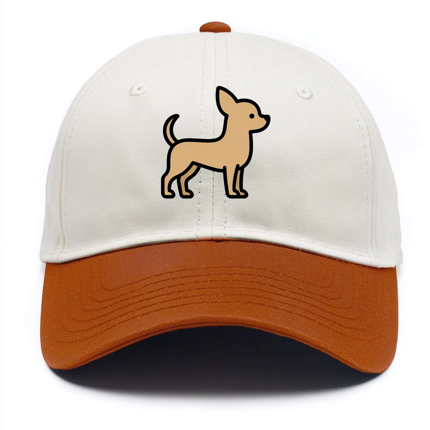 Chihuahua - Tan smooth coat flat side profile - Two Tone Cap - Orange
