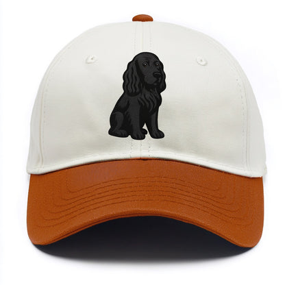 Field Spaniel - Black silky coat embroidered pose - Two Tone Cap - Orange