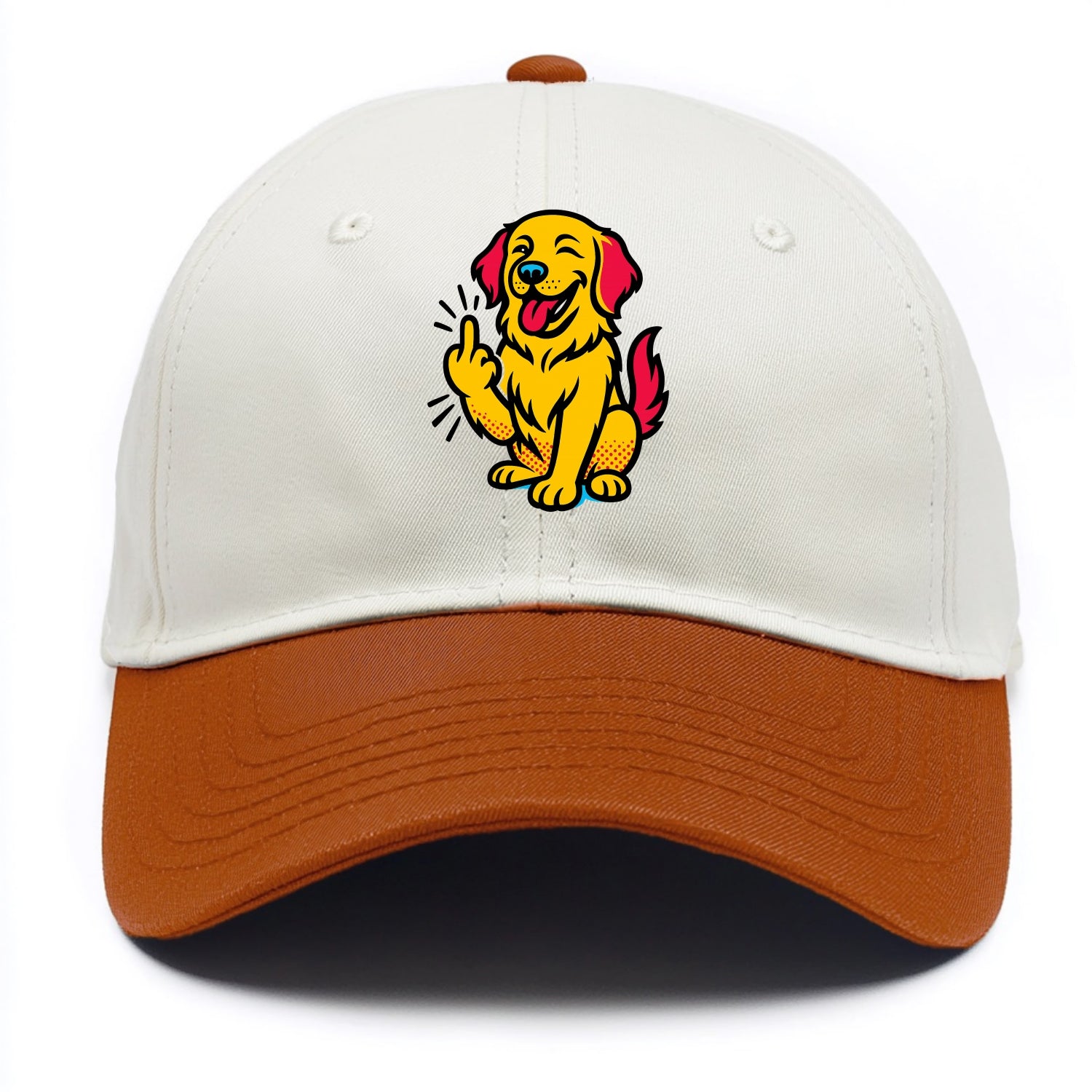 Golden Retriever with happy smile and golden coat, fluffy paw raised - Two Tone Cap - Orange