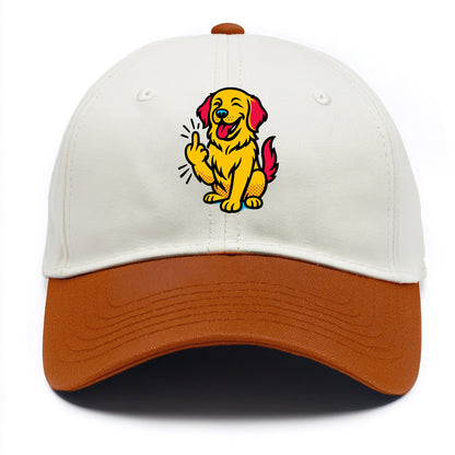 Golden Retriever with happy smile and golden coat, fluffy paw raised - Two Tone Cap - Orange