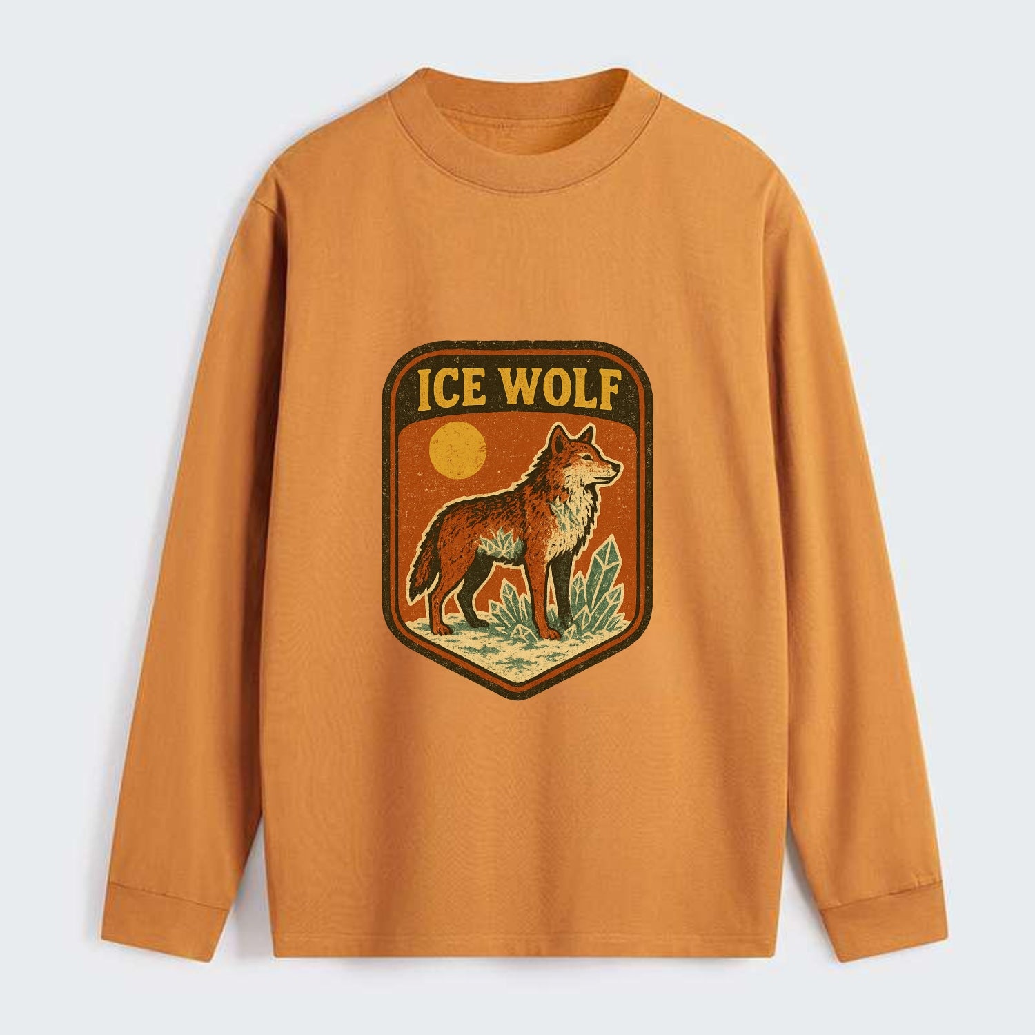 Ice Wolf Crystal  - Classic Long Sleeve Shirt - Orange