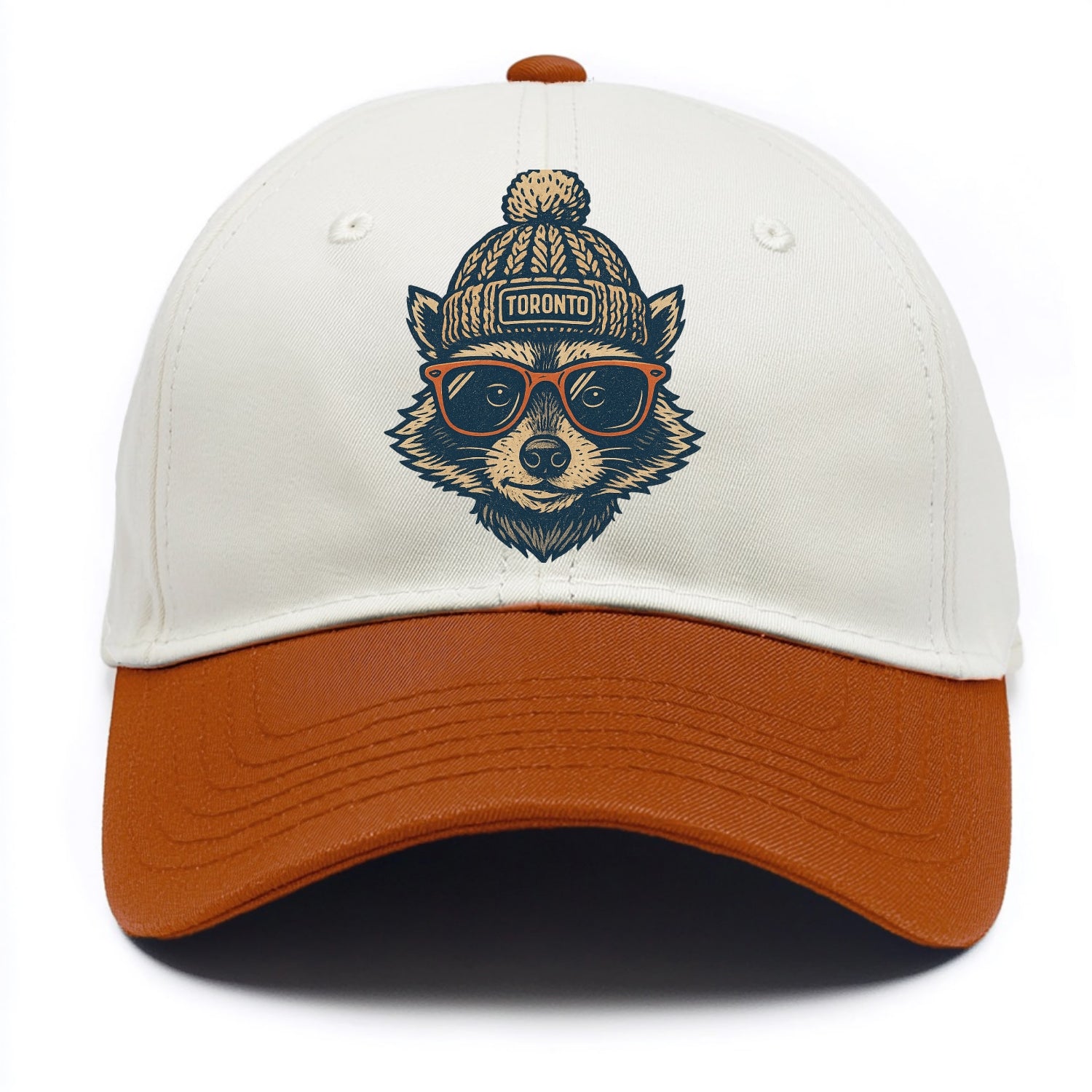 Toronto Raccoon wearing Toronto beanie w - Two Tone Cap - Orange