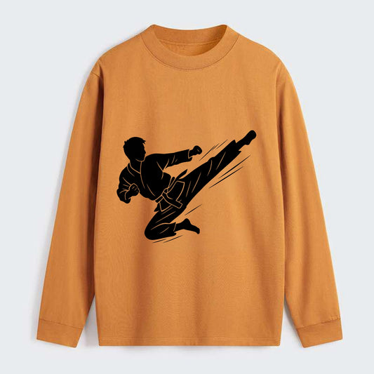 Korean taekwondo flying kick - Classic Long Sleeve Shirt - Orange