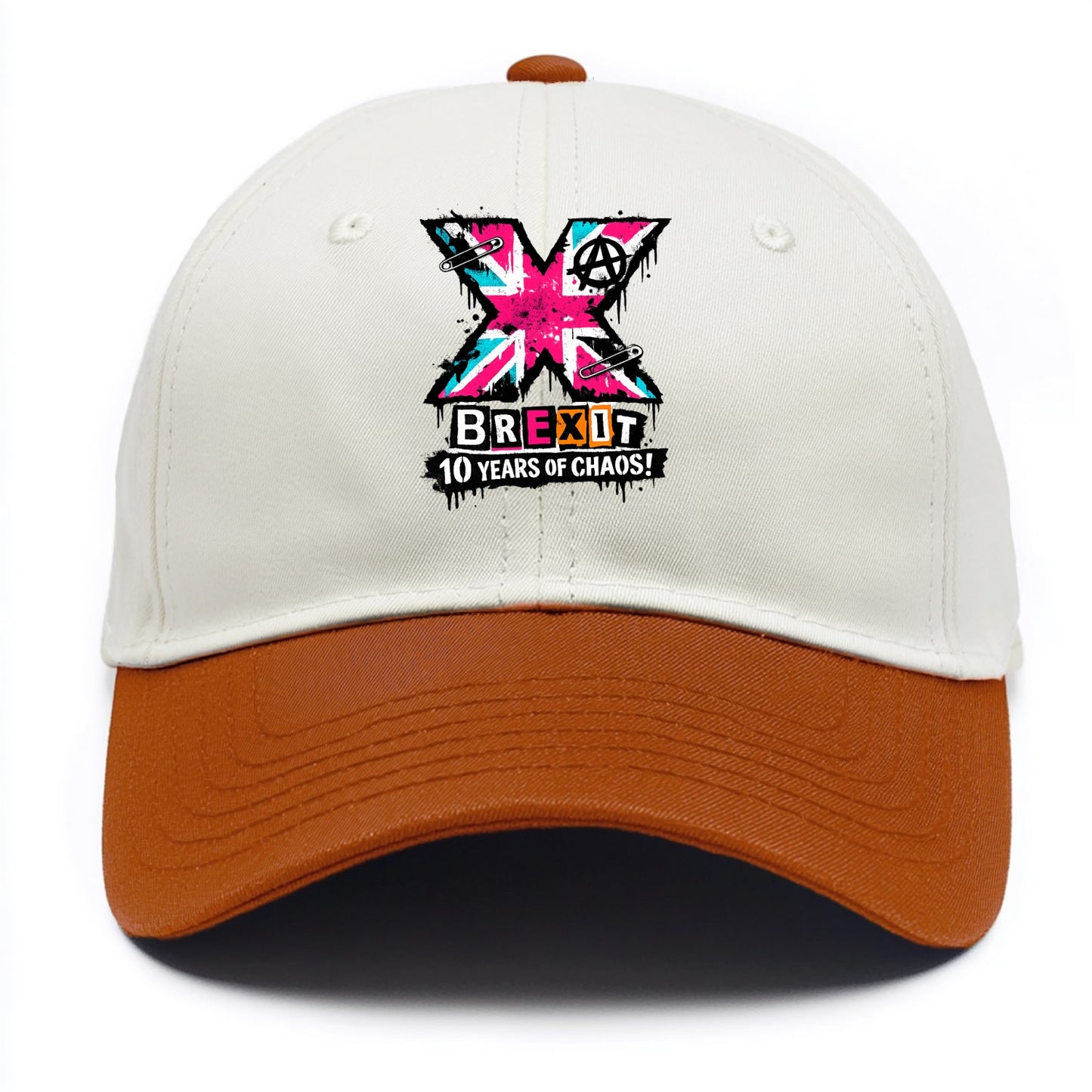 X YEARS | Roman numeral X massive | Union Jack fill pattern | Bold statement design - Two Tone Cap - Orange