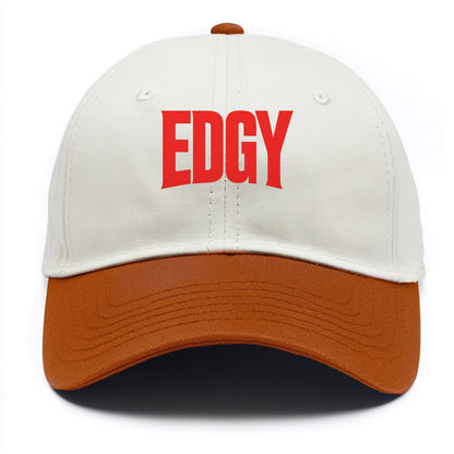 Bold typography design - "EDGY" - pushing boundaries, unconventional - Two Tone Cap - Orange