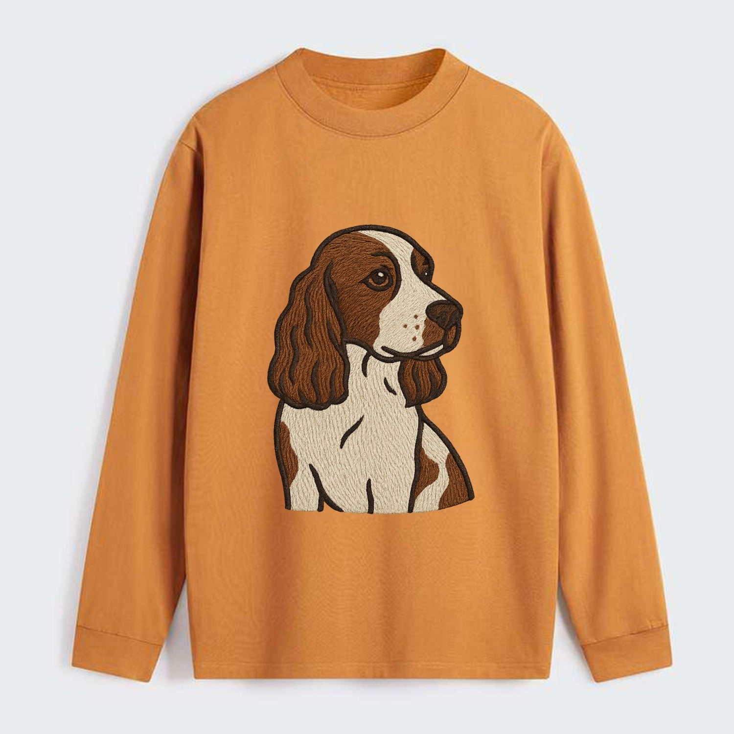English Cocker Spaniel - Liver and white embroidered design - Classic Long Sleeve Shirt - Orange