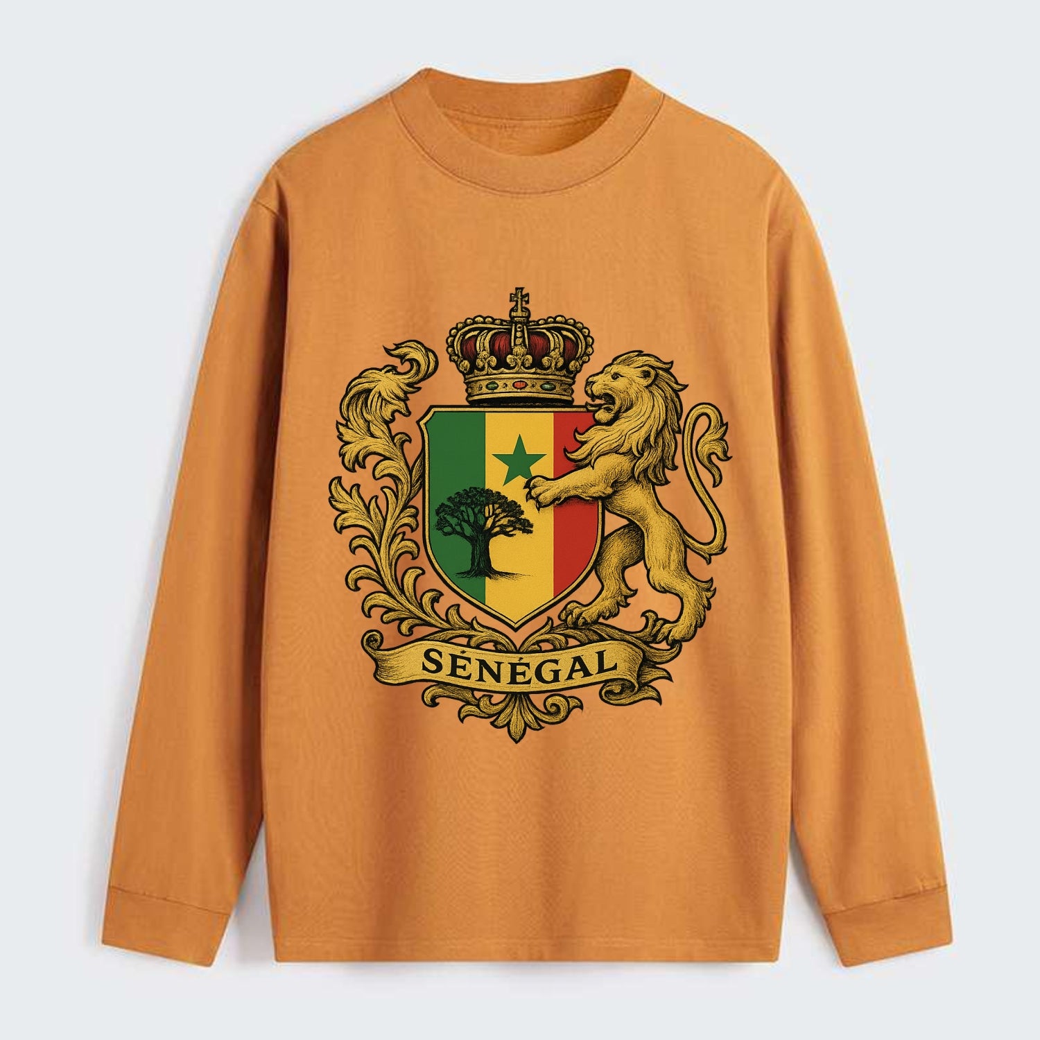 Senegal Lion Emblem  - Classic Long Sleeve Shirt - Orange