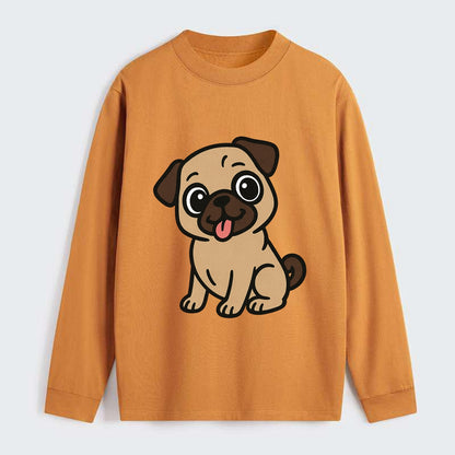Pug - Tilted head with tongue out - Classic Long Sleeve Shirt - Orange