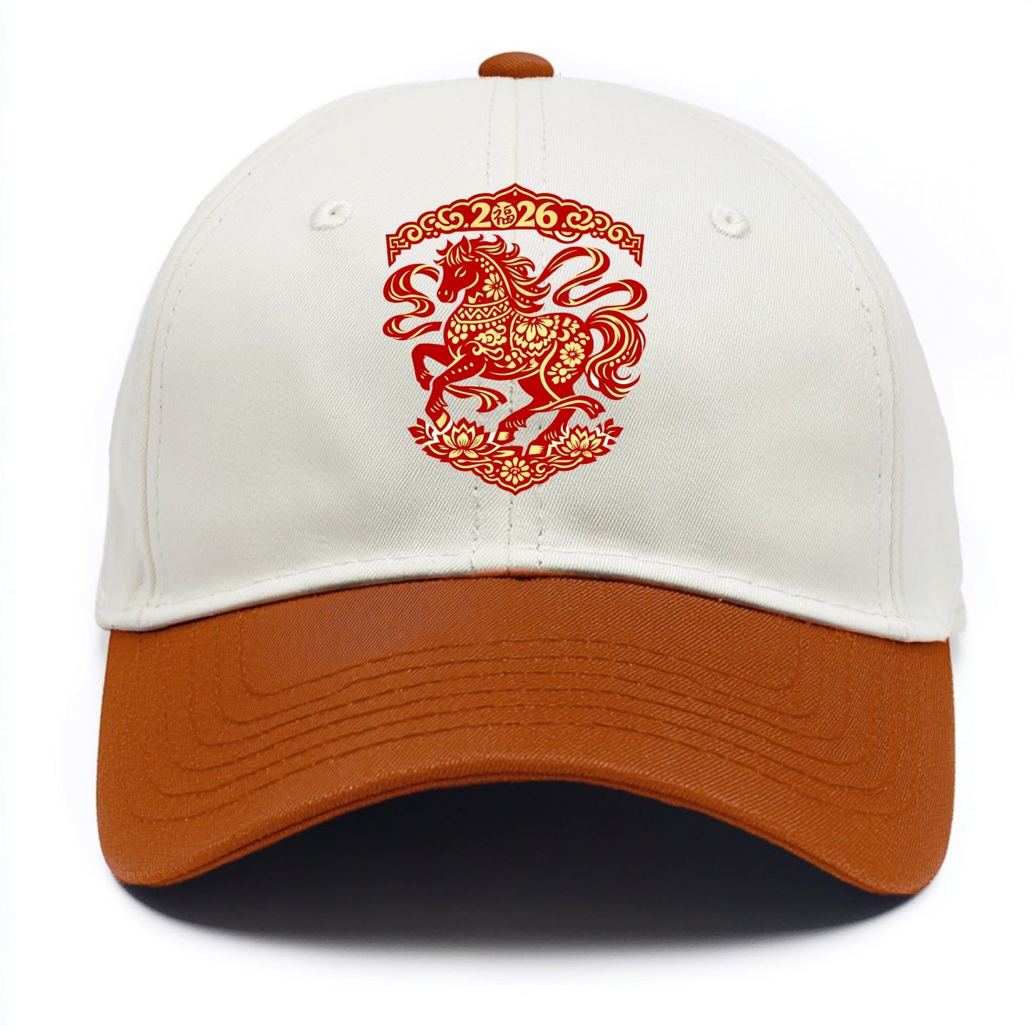 DANCING HORSE | Elegant prancing horse in motion | Graceful curved pose | Floating - Two Tone Cap - Orange