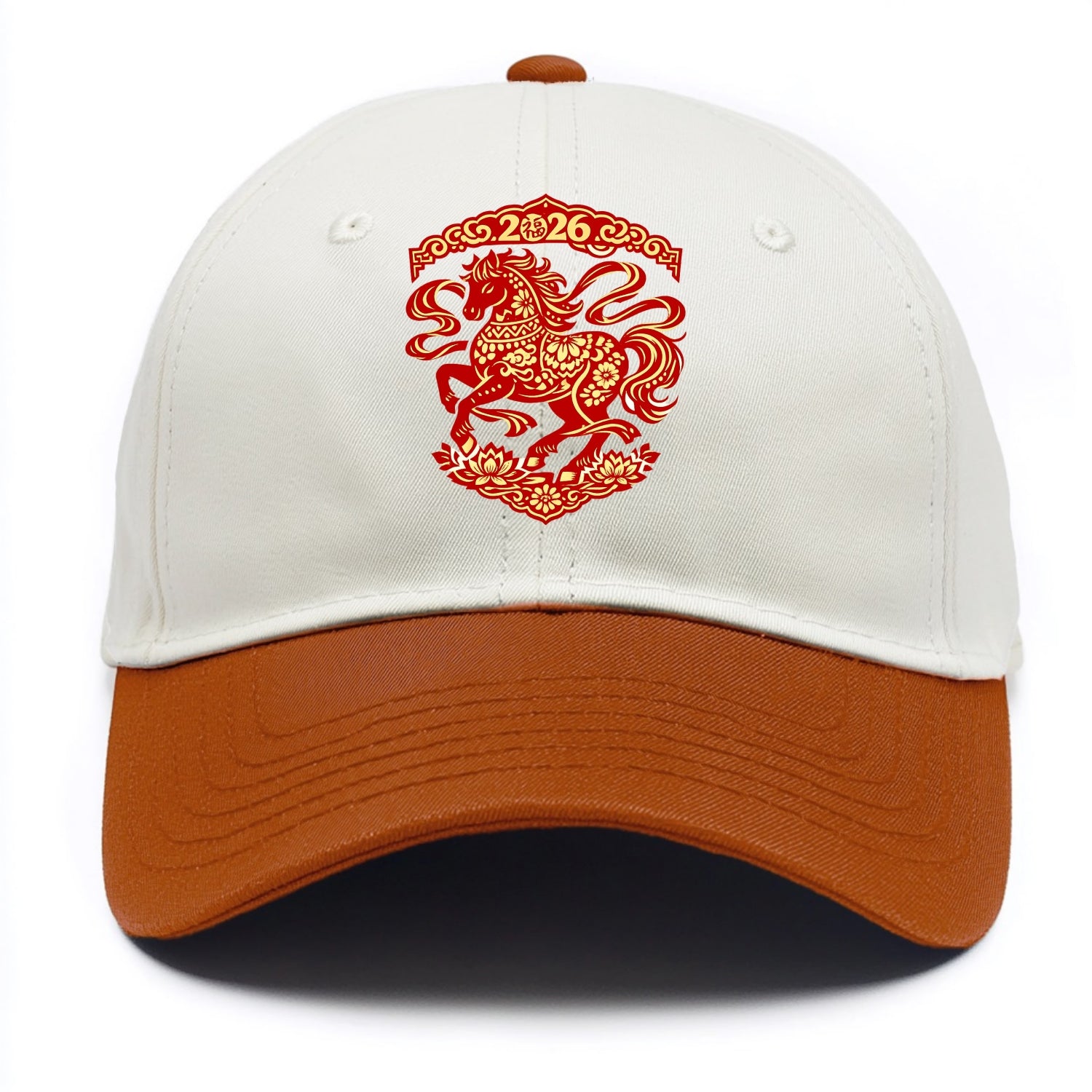 DANCING HORSE | Elegant prancing horse in motion | Graceful curved pose | Floating - Two Tone Cap - Orange