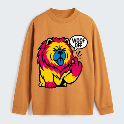 Chow Chow with lion mane and blue-black tongue, fluffy dignified paw up - Classic Long Sleeve Shirt - Orange