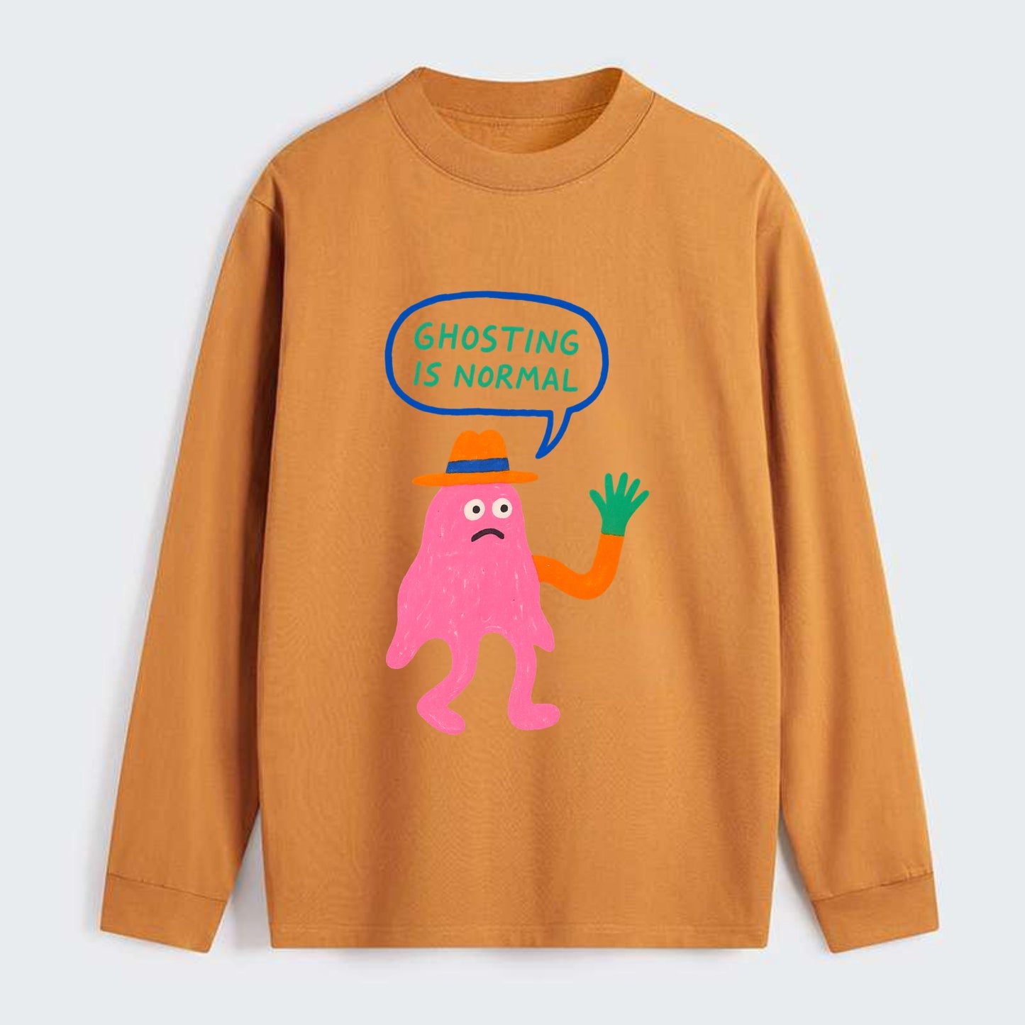 GHOSTING IS NORMAL | Transparent ghost texting - Classic Long Sleeve Shirt - Orange