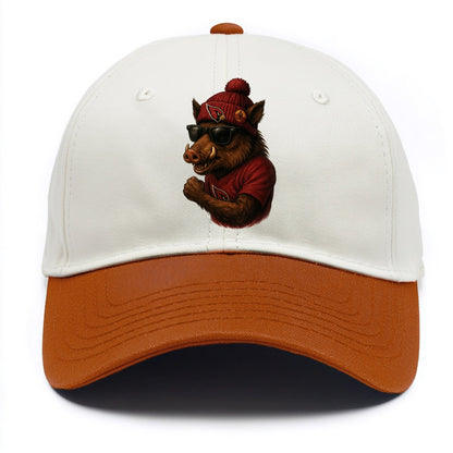 Arizona Javelina wearing Cardinals beanie with desert patch and wayfarer sunglasses - Two Tone Cap - Orange