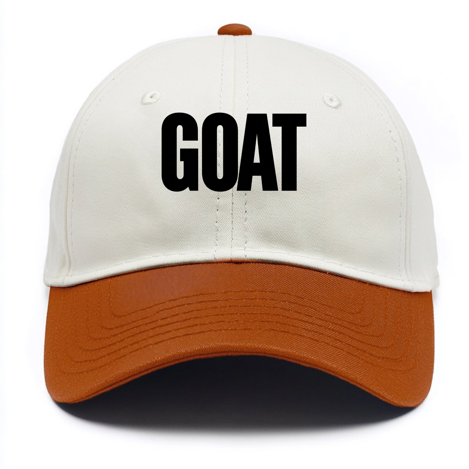 Bold typography design - "GOAT" - greatest of all time - Two Tone Cap - Orange