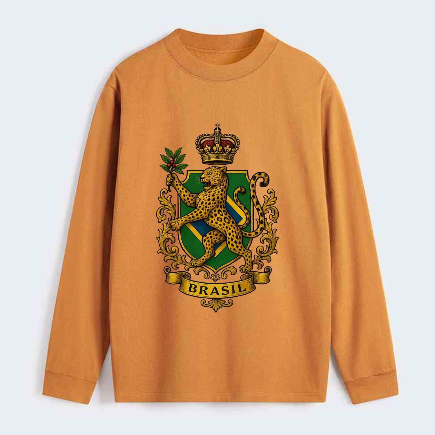 Brazil Jaguar Emblem  - Classic Long Sleeve Shirt - Orange