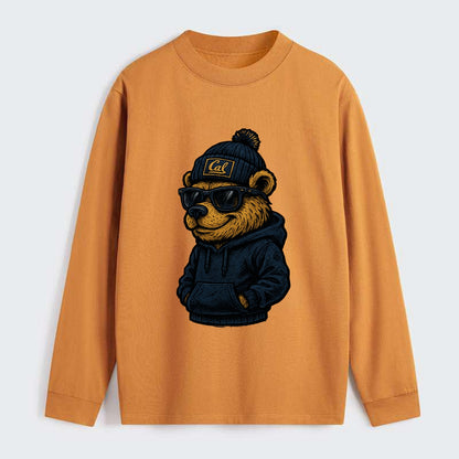 Berkeley Bear wearing Cal beanie with script patch - Classic Long Sleeve Shirt - Orange